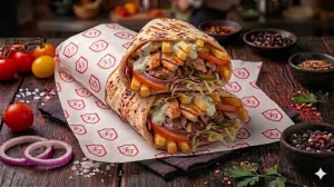 Kebab Hulk cu Lava, Carne, Cartofi, Ceapa, Varz, Castrave, Roii, Sos usturoi