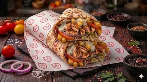 Kebab Pete Somon cu Lava, Pete, Cartofi, Ceapa, Varz, Castrave, Roii, Sos usturoi